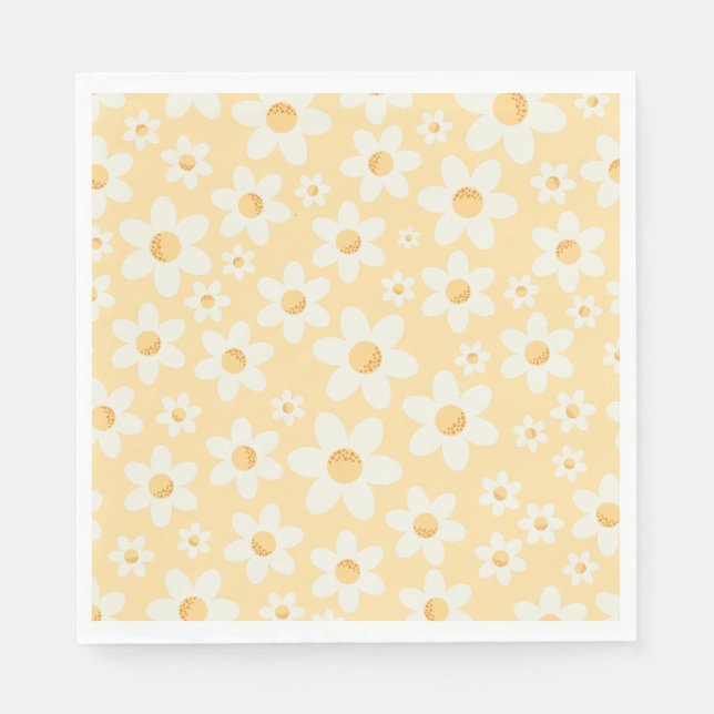 Serviette En Papier Jaune super marguerite serviettes d'anniversaire | (Devant)