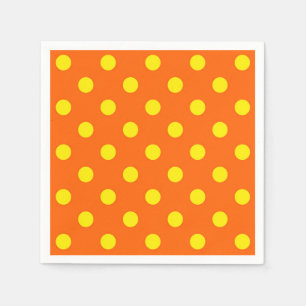 Serviette En Papier Jaune Sur Orange Pois Design Motif