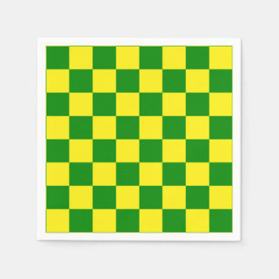 Serviette En Papier Jaune vert À damiers Motif chèque