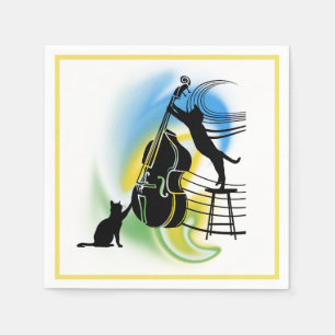 Serviette En Papier Jazz Cat Double basse