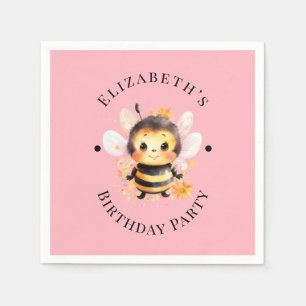 Serviette En Papier Je Bee-Two Fille Anniversaire