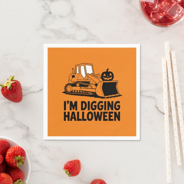 Serviette En Papier Je creuse Halloween Citrouille Tracteur Visage enf (En situation)