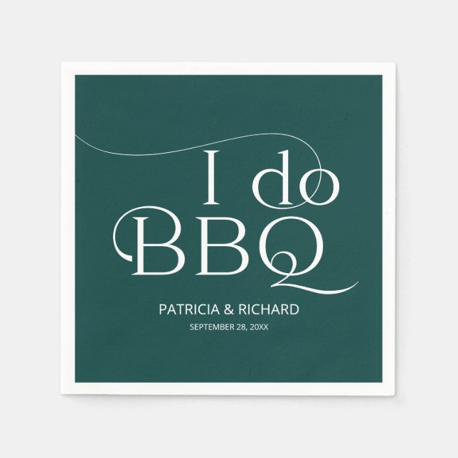 Serviette En Papier Je fais BBQ Engagement Party Vert (Devant)