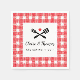 Serviette En Papier Je fais BBQ Red Picnic Couples Nom