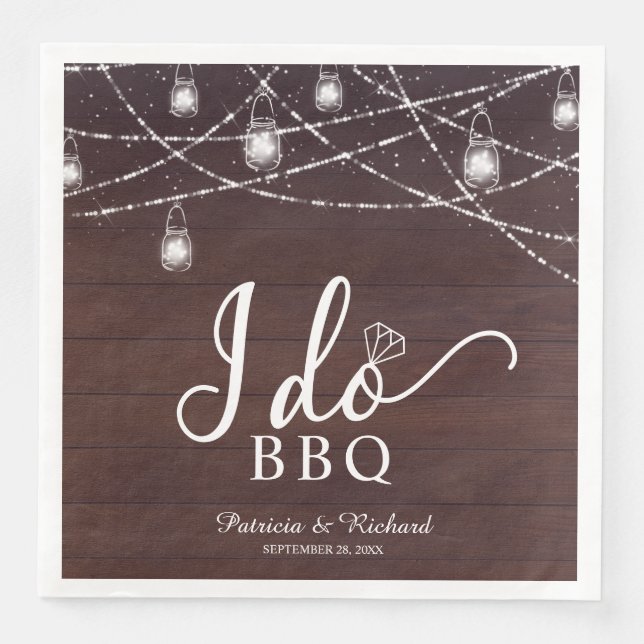 Serviette En Papier Je fais du BBQ Fête de fiançailles rustique (Devant)
