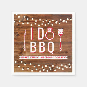 Serviette En Papier Je fais du BBQ Fête de fiançailles rustique Couple