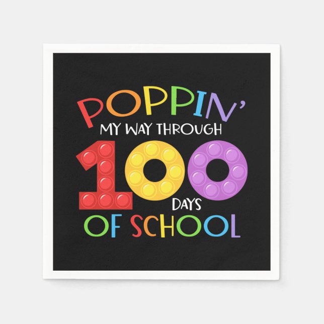 Serviette En Papier Je passe 100 jours à l'école (Devant)