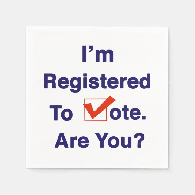 Serviette En Papier Je suis inscrit pour voter (Devant)