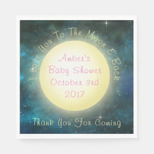 Serviette En Papier Je t'aime à la lune et le dos bébé serviettes 6.5"
