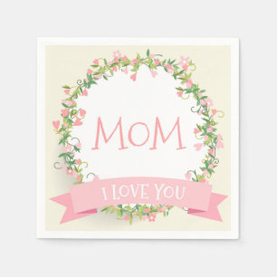 Serviette En Papier Je t'aime Fête des mères de maman   Napkin