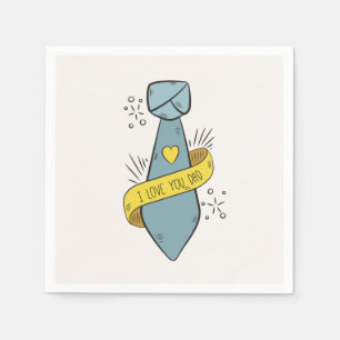 Serviette En Papier Je t'aime Fête des pères papa   Napkin