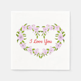 Serviette En Papier Je t'aime Fleurs mignonnes