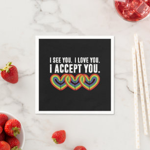 Serviette En Papier Je T'Aime Je T'Accepte Rainbow LGBTQ