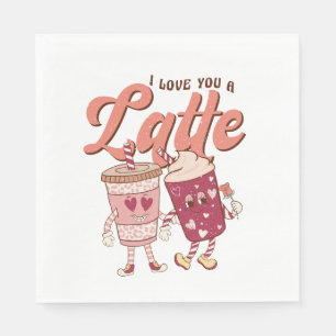 Serviette En Papier Je t'aime un latte rétro super Valentines