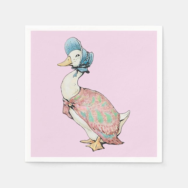 Serviette En Papier Jemima Puddle Duck Pastel Arrière - plan rose (Devant)