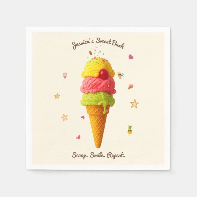 Serviette En Papier Jessica’s Sweet Bash - Ice Cream Party Design (Devant)