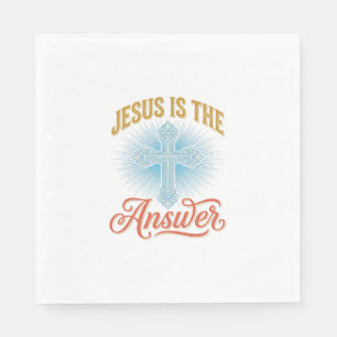 Serviette En Papier Jésus est la réponse Croix chrétienne Vector Desig