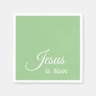 Serviette En Papier Jésus Est Ressuscité Élégant Vert Pâques Chrétienn