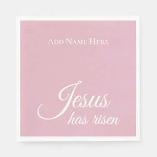 Serviette En Papier Jésus Est Ressuscité Texte Personnalisé Rose Chrét