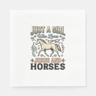 Serviette En Papier Jesus Et Fille De Chevaux Chemise De Foi De Cheval