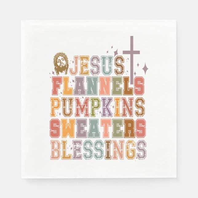 Serviette En Papier Jesus Flannels Chandails Citrouille Bénédiction (Devant)