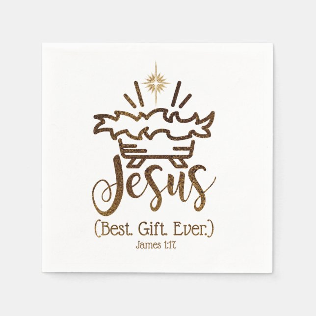 Serviette En Papier JESUS MEILLEUR CADEAU JAMAIS Fête de Noël (Devant)