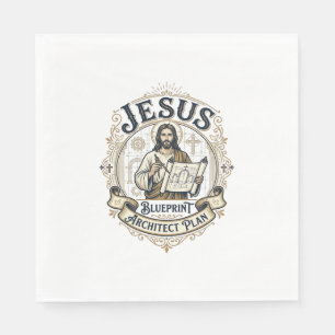 Serviette En Papier Jésus Plan Architecte Blueprint Jésus Plan Archite