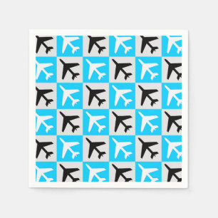 Serviette En Papier Jets d'aviation bleu géométrique