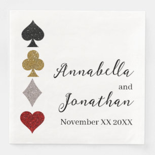 Serviette En Papier Jeu de Cartes Pailletées Mariage Casino Las Vegas