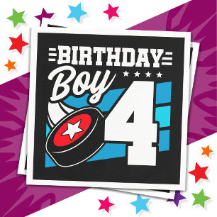 Serviette En Papier Jeu de hockey 4 ans Thème 4ème anniversaire garçon