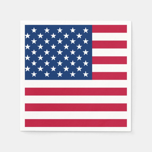 Serviette En Papier Jeu de Naples en papier 4 juillet drapeau américai (Devant)