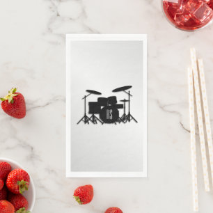 Serviette En Papier Jeu de tambour Monogramme Argent