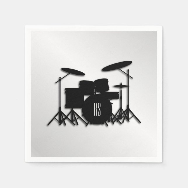 Serviette En Papier Jeu de tambour Monogramme Argent (Devant)