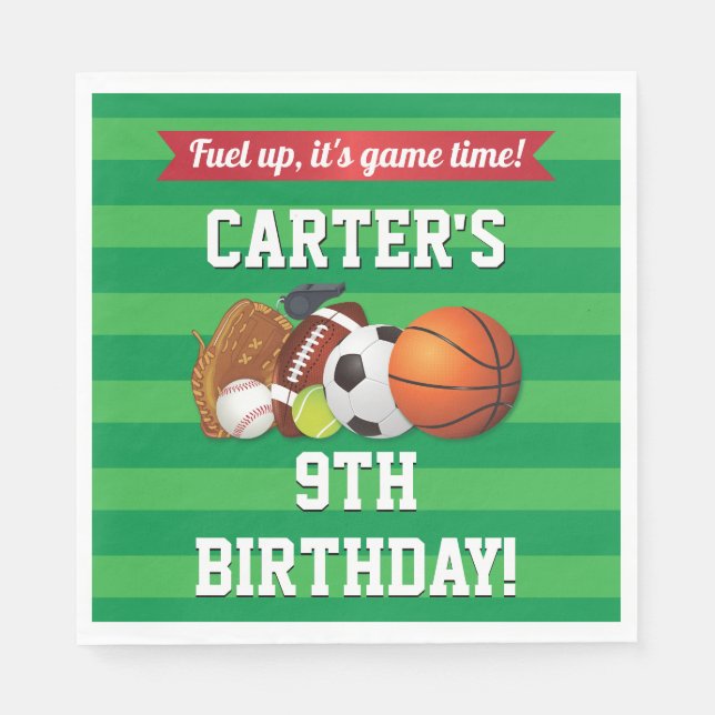 Serviette En Papier Jeu Jour Sports Équipe Anniversaire (Devant)