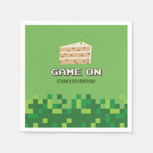 Serviette En Papier Jeu Pixelé Sur Invitation Anniversaire de enfant