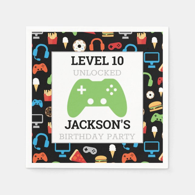 Serviette En Papier Jeu vidéo Niveau haut Anniversaire de enfant Gamer (Devant)