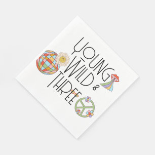 Serviette En Papier Jeune, sauvage et trois   Enfant Anniversaire Napk