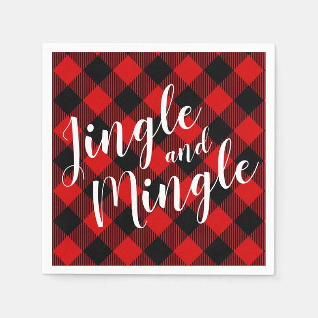 Serviette En Papier Jingle et Mingle Buffalo Plaid Fête de vacances (Devant)