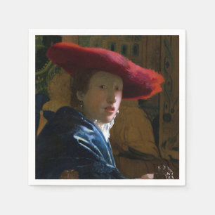 Serviette En Papier Johannes Vermeer - Fille avec un Casquette rouge
