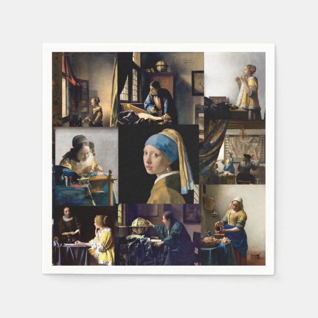 Serviette En Papier Johannes Vermeer - Patchwork de chefs-d'oeuvre (Devant)