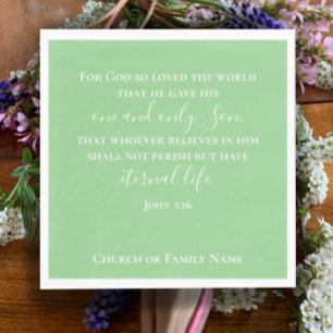 Serviette En Papier John 3:16 Mint Green Christian Church Pâques