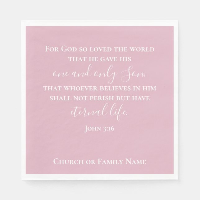 Serviette En Papier John 3:16 | Texte personnalisé Pink Christian Pâqu (Devant)