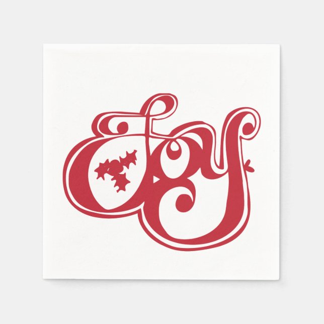 Serviette En Papier Joie avec Holly Christmas Holiday Napkin (Devant)