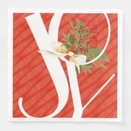 Serviette En Papier Joie de Noël à motif rouge
