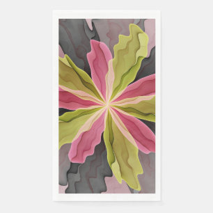 Serviette En Papier Joie, Rose Vert Anthracite Fantaisie Fleur Fractal