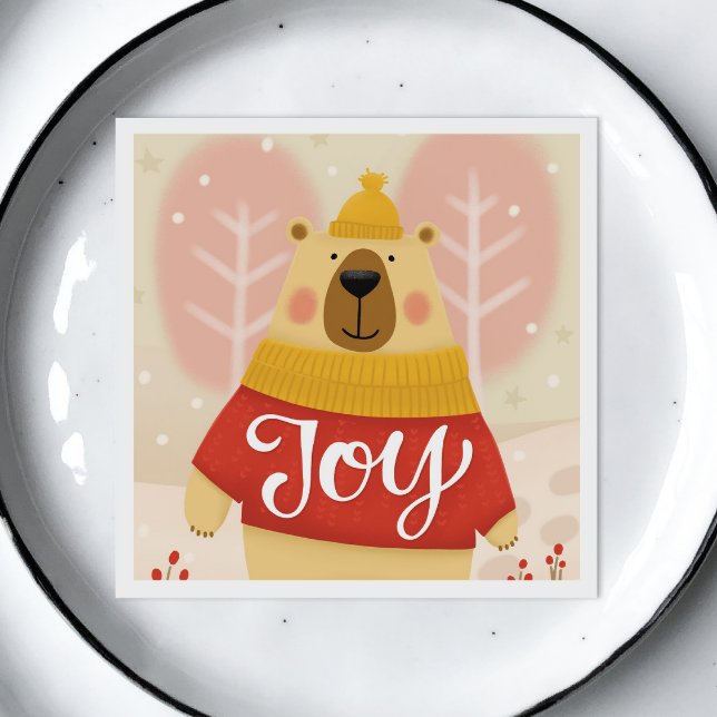 Serviette En Papier Joie. Vigoureux hiver animal de l'ours des bois de (Créateur téléchargé)