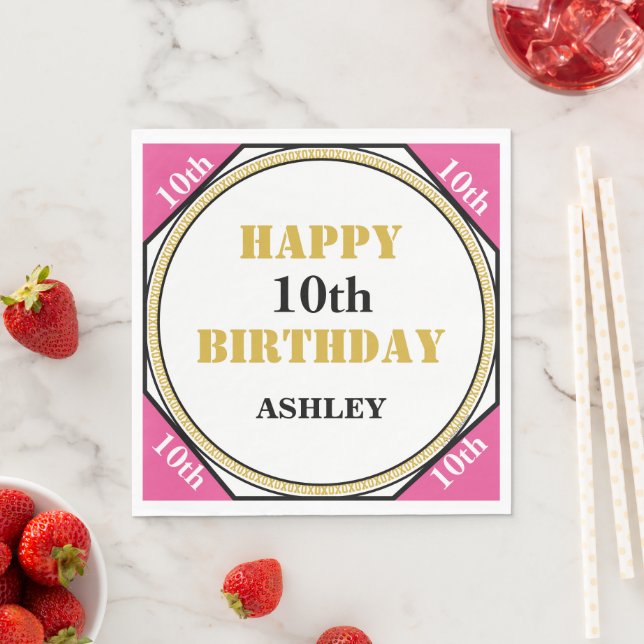 Serviette En Papier Joli 10e anniversaire Pink Gold (En situation)