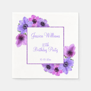 Serviette En Papier Joli Anemones Floral 25e anniversaire