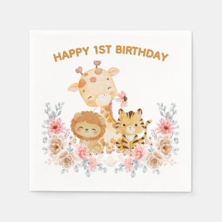 Serviette En Papier Joli Animal Sauvage Floral