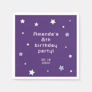 Serviette En Papier Joli Anniversaire Enfants Rose Pastel Étoiles Rétr